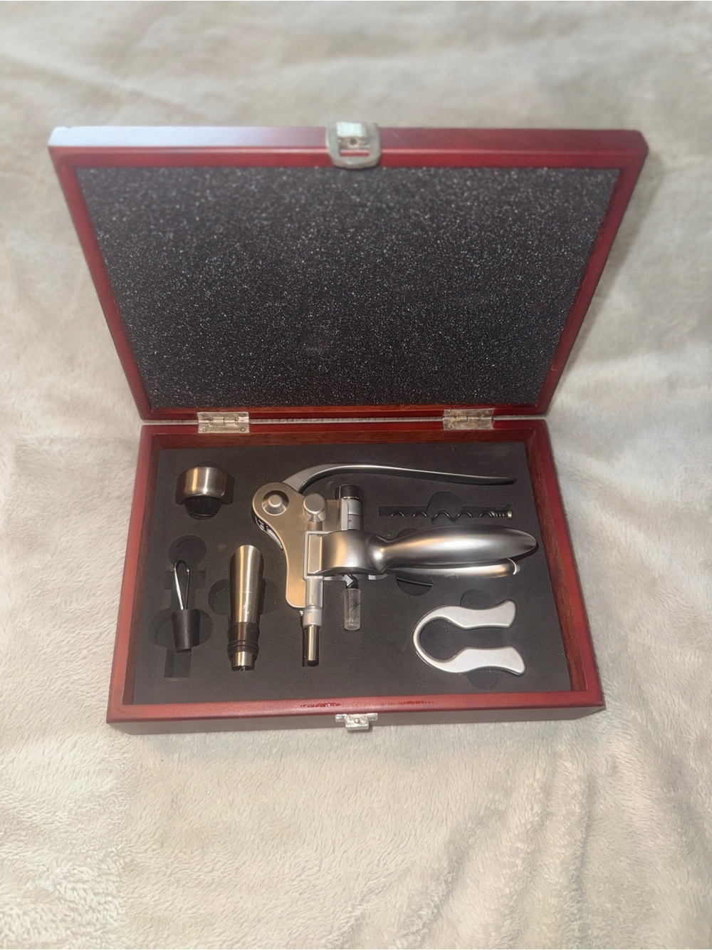 Rabbit Style Lever Corkscrew Wine Opener Gift Set Wood Presentation Box